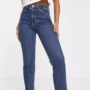 Topshop Straight Raw Hem 100% Cotton Jeans. Size 26/US 4